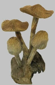 set of table wooden mushrooms