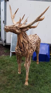 side view of large driftwood stag