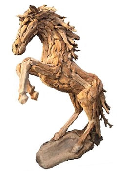 driftwood horse standing 