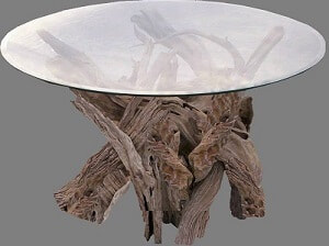 round glass top driftwood coffee table