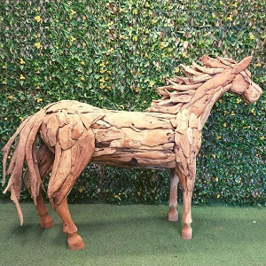 driftwood horse made from teak wood