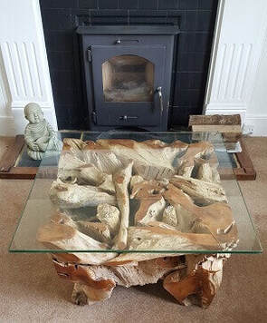 square driftwood coffee table