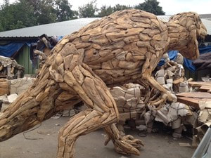 full size driftwood dinosaur