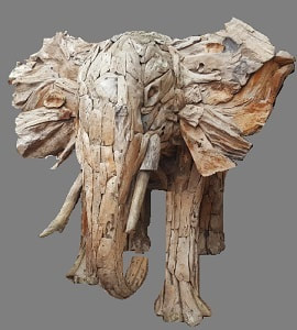 large driftwood elephant