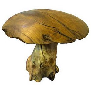 large wooden mushroom