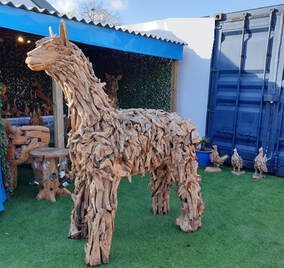driftwood alpaca sculpture