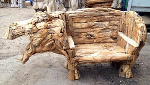 driftwood hippo bench